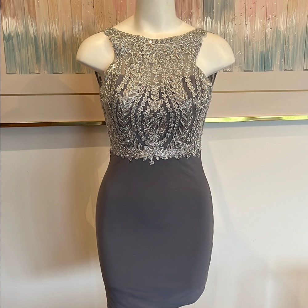 Damas by Tiffany Designs glitzy silver & gray elegant dress 2